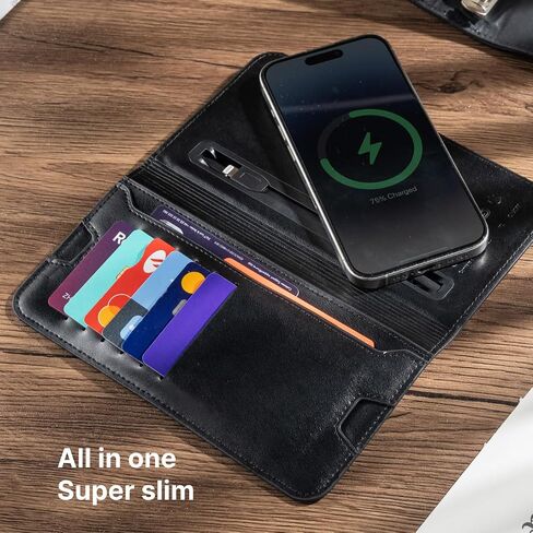 CAEDSILK, Men’s Wallet with Wireless Charging，Slim Minimalist Wallet With Built-in Power Bank, RFID Blocking Bifold Wallet with Card Holder, Pocket Wallets for Man, Ideal Gift Choice in Saudi Arabia