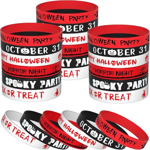 Morcheiong 36 Pieces Halloween Rubber Bracelets 6 Cute Design Silicone Wristbands for Halloween Scary Party Supplies in Saudi Arabia