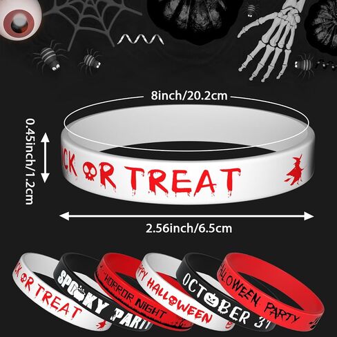 Morcheiong 36 Pieces Halloween Rubber Bracelets 6 Cute Design Silicone Wristbands for Halloween Scary Party Supplies in Saudi Arabia