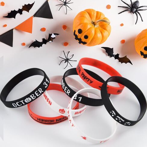Morcheiong 36 Pieces Halloween Rubber Bracelets 6 Cute Design Silicone Wristbands for Halloween Scary Party Supplies in Saudi Arabia