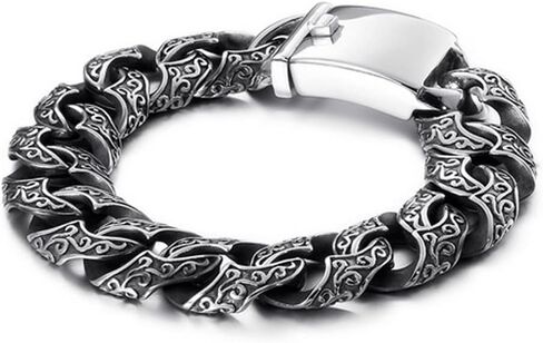 Men's Link Bracelets Personalized Men's Bracelet Stainless Steel Multi Ring Pattern Bracelet Fashion Men's Bracelet (20cm) in Saudi Arabia