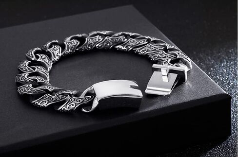 Men's Link Bracelets Personalized Men's Bracelet Stainless Steel Multi Ring Pattern Bracelet Fashion Men's Bracelet (20cm) in Saudi Arabia