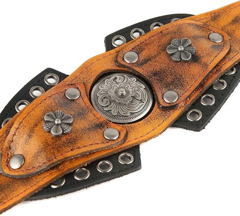 HZMAN Leather Bracelets Retro Men's Leather Cuff Bracelet Adjustable Wide Wristband Bracelet Jewelry Gift in Saudi Arabia