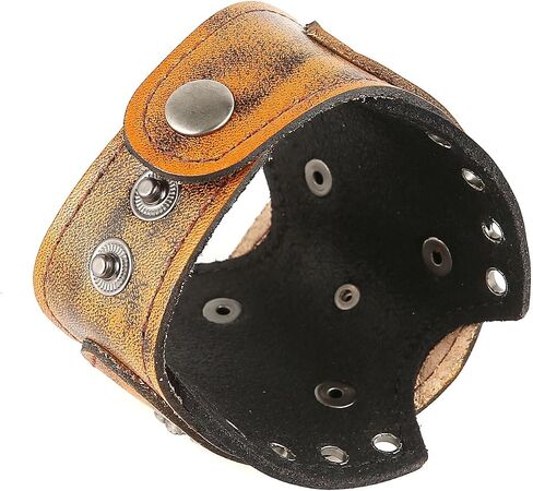 HZMAN Leather Bracelets Retro Men's Leather Cuff Bracelet Adjustable Wide Wristband Bracelet Jewelry Gift in Saudi Arabia