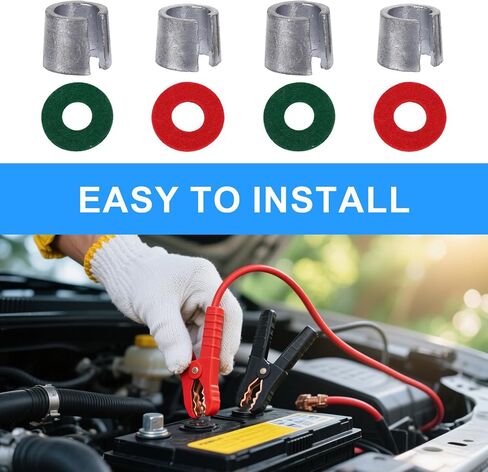 4pcs بطارية السيارة بعد الحشود الطرفية مع الغسالات ، طرفية شيم غطاء الكاثود النقي أنود أكمام إيجابية وسلبية ملحقات جزء التوصيل للسيارات SUV Truck RV Boat in Saudi Arabia