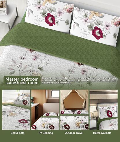 9 Pcs Queen Bed in A Bag with Curtains | Blue Boho Bedspread, 2 Pillowcases, 2 Print & 4 Solid Curtains | Microfiber, Silky Soft | Bedroom, Rv | Bed in A Bag with Curtains in Saudi Arabia