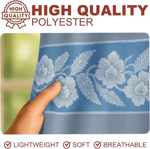 YHSF Jacquard Window Curtains for Living Room and Bedrooms - 54" W x 84" L 2-Panel Set Fancy Curtains with Valance Attached & 2 Tassle Tie Backs - Fancy Living Room Curtain with Valance - Royal Blue in Kuwait