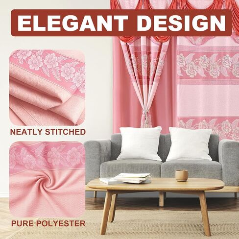 YHSF Jacquard Window Curtains for Living Room and Bedrooms - 54" W x 84" L 2-Panel Set Fancy Curtains with Valance Attached & 2 Tassle Tie Backs - Fancy Living Room Curtain with Valance - Royal Blue in Kuwait