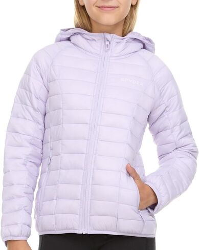 سترة Spyder Girls Puffer مع غطاء محرك السيارة معاطف الشتاء الفتيات ، ملابس ثلجية خفيفة الوزن التزلج على الجليد in Saudi Arabia