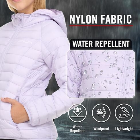 سترة Spyder Girls Puffer مع غطاء محرك السيارة معاطف الشتاء الفتيات ، ملابس ثلجية خفيفة الوزن التزلج على الجليد in Saudi Arabia