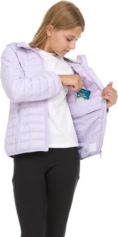 سترة Spyder Girls Puffer مع غطاء محرك السيارة معاطف الشتاء الفتيات ، ملابس ثلجية خفيفة الوزن التزلج على الجليد in Saudi Arabia