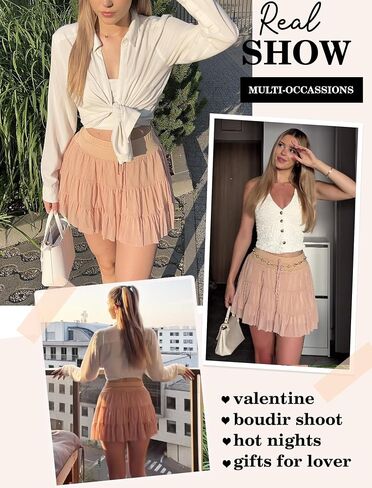 Avidlove Mini Skirt Women's Mesh Ruffle Y2K Skirts Multi-Layer Flowy Lingerie Skirt in Saudi Arabia
