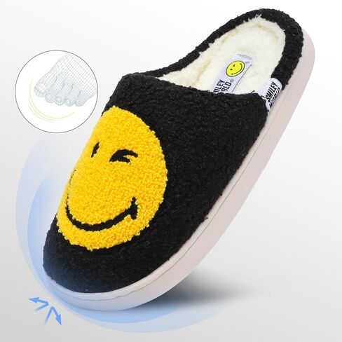 Kids Smile Face Slippers丨Boys Girls Soft House Slipper丨Memory Foam Plush Comfy Warm Fuzzy Happy Face Shoes Non-slip Indoor Winter in Saudi Arabia