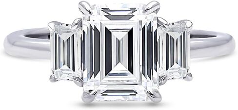 Berricle Sterlling Silver 3 Stone Promise Breatherning خواتم الزفاف لها ، 2.1 قيراط خطوة Emerald قطع الزركونيا CZ حلقة in Saudi Arabia