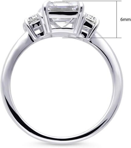 Berricle Sterlling Silver 3 Stone Promise Breatherning خواتم الزفاف لها ، 2.1 قيراط خطوة Emerald قطع الزركونيا CZ حلقة in Saudi Arabia