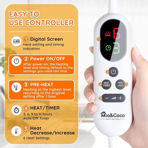 Mia&Coco Electric Heating Pad for Back Neck Shoulders Pain Relief, XL 23"x39" Soft Flannel Wrap, Waist Strap, Fast Heat Hot Therapy 6 Heat Settings, Auto-Off Timer, Machine Washable, Grey in Saudi Arabia