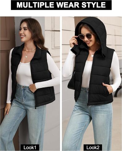 سترة منتفخة للسيدات قابلة للانفصال مقنعين من ذوي الياقات in Kuwait