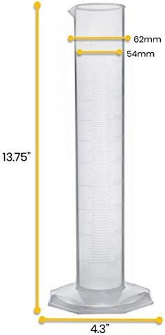 EISCO Graduated Cylinder, 1000mL - Class A Tolerance - Octagonal Base - TPX Plastic - Industrial Quality, Autoclavable in Saudi Arabia