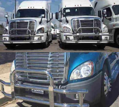 Mytee Products Small Model Deer Grille Guard Compatible for T660 (2007-2021) with Brackets - 84-2/5"x10"x25-1/2" Heavy Duty Polished Stainless Steel Grille Guard for Trucks in Kuwait