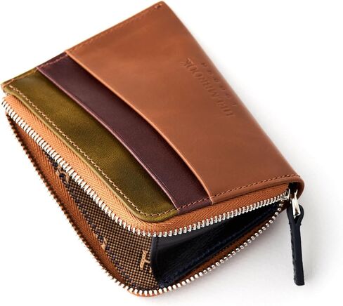 RFID Blocking Zipper Wallet, Slim Business Card Holder, Men & Women, Handcrafted Full-Grain Leather, Gift Box & Pouch, Christmas & Birthday, Tan (Plus Colors) in Kuwait