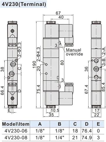 4V230C-08 Double headed Double control 5 Way 3 Position Power down hold Pneumatic directional Solenoid valve(AC24V) in Saudi Arabia