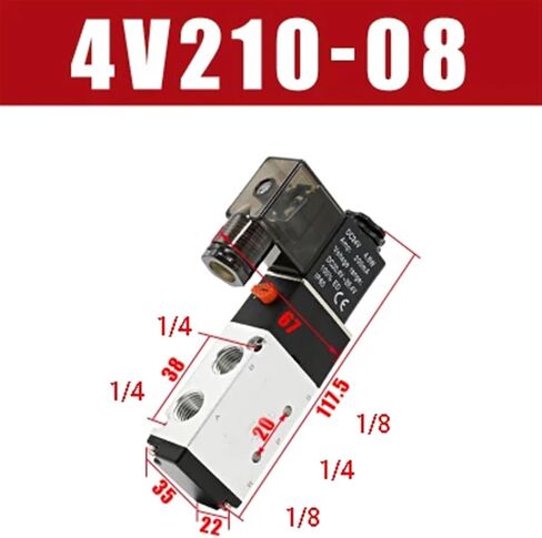 4v210-08 Pneumatic Valve Electric Solenoid Valve Control Air Gas Magnetic 5 Way 2 Position DC12V 24V AC110V 220V Coil Volt(AC220V) in Saudi Arabia