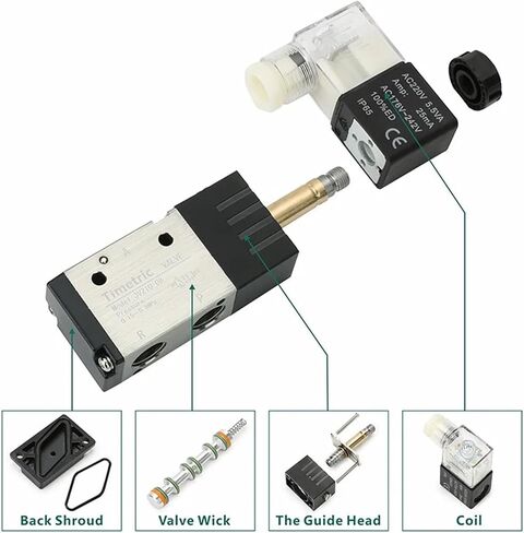 3V210 Coil Volt Solenoid Valve Pneumatic Position Control Air Magnetic Gas 12V 24V 110V 220V 380V Brass, Steel, Copper Material(3V210-06,AC220V) in Saudi Arabia