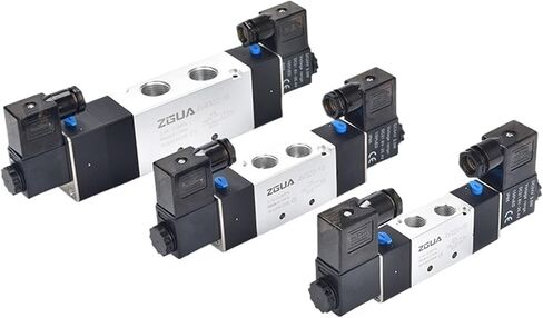 صمام الملف اللولبي 220V الهوائية 4V220-08 الهواء 5 الطريق 2 الموضع 1/4 "سبيكة لفائف DC 12V الكهربائية DC 24V AC 110V (DC12V) in Saudi Arabia