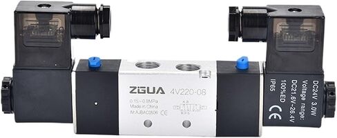 صمام الملف اللولبي 220V الهوائية 4V220-08 الهواء 5 الطريق 2 الموضع 1/4 "سبيكة لفائف DC 12V الكهربائية DC 24V AC 110V (DC12V) in Saudi Arabia