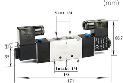 صمام الملف اللولبي 220V الهوائية 4V220-08 الهواء 5 الطريق 2 الموضع 1/4 "سبيكة لفائف DC 12V الكهربائية DC 24V AC 110V (DC12V) in Saudi Arabia