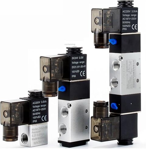 صمام الملف اللولبي 220V الهوائية 4V220-08 الهواء 5 الطريق 2 الموضع 1/4 "سبيكة لفائف DC 12V الكهربائية DC 24V AC 110V (DC12V) in Saudi Arabia