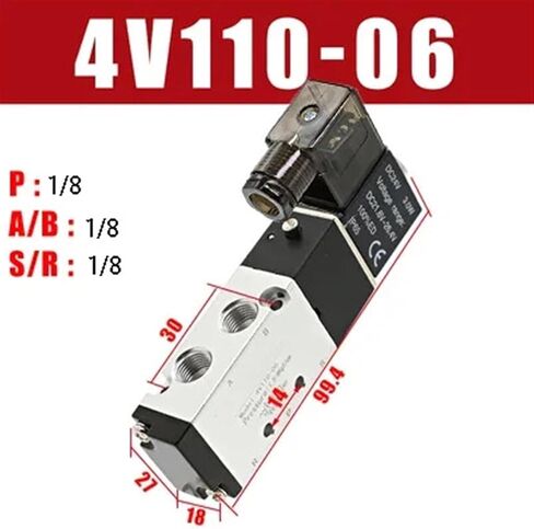 4V110-06 1/8 BSPT Air Solenoid Valve 5 Way Port 2 Position Gas Pneumatic Electric Magnetic Valves DC12V 24V 110 V220V Coil Volt(Led 4V110-06,DC24) in Saudi Arabia