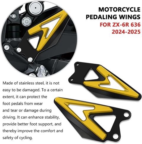 لـ ZX-6R ZX6R ZX 6R 2019-2025 2024 NEW دراجة نارية ألومنيوم مسند دواسة الكعب واقي واقي الوغد (أسود) in Kuwait