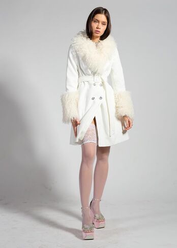 Sparkl Fairy Couture Winter Winter Satin Silk Silk Clined Coledable Belt Belt Coat in Saudi Arabia
