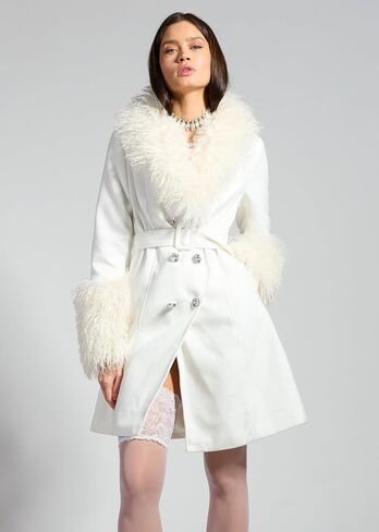 Sparkl Fairy Couture Winter Winter Satin Silk Silk Clined Coledable Belt Belt Coat in Saudi Arabia