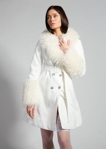 Sparkl Fairy Couture Winter Winter Satin Silk Silk Clined Coledable Belt Belt Coat in Saudi Arabia