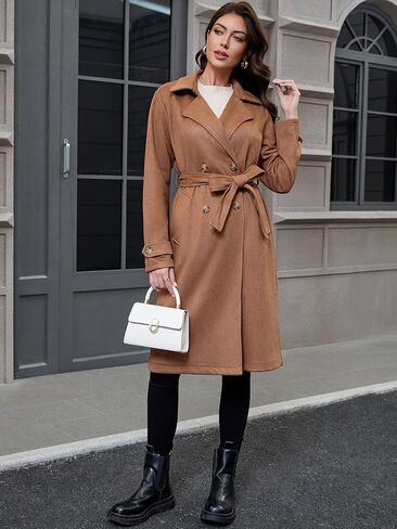 WINDAN WIKEX SOEDE SUEDE LONG TRENCH COAT DUBLE صدر مزدوج الصدر من الطاشية الطاغية in Kuwait