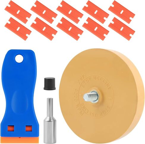 Car Rubber Eraser Wheel for Drill,Practical Car Decal Remover Wheel with Sticker Remover Tool Scraper & Adapter with Stop Use Line Design,Soft Rubber Wheels Decal Removers in Saudi Arabia