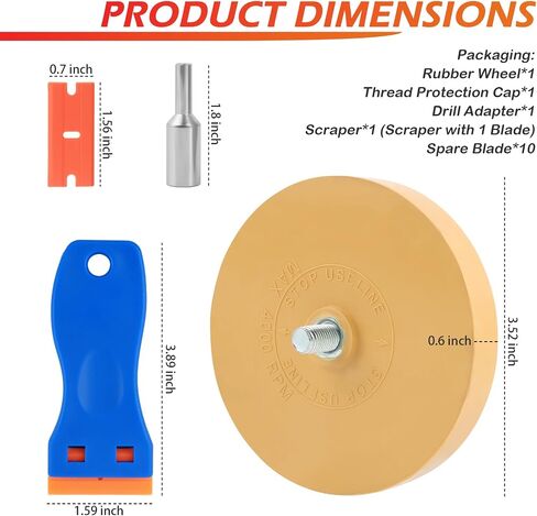 Car Rubber Eraser Wheel for Drill,Practical Car Decal Remover Wheel with Sticker Remover Tool Scraper & Adapter with Stop Use Line Design,Soft Rubber Wheels Decal Removers in Saudi Arabia