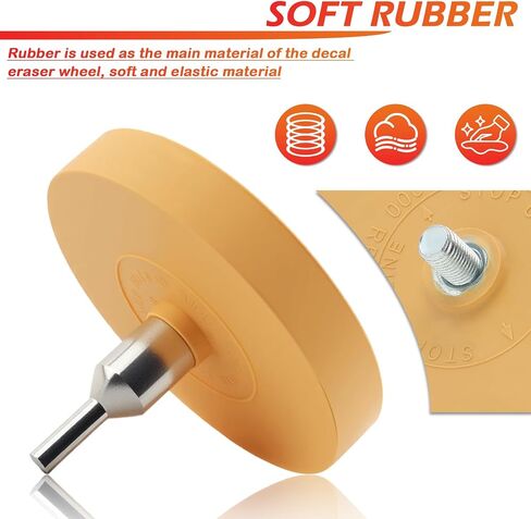 Car Rubber Eraser Wheel for Drill,Practical Car Decal Remover Wheel with Sticker Remover Tool Scraper & Adapter with Stop Use Line Design,Soft Rubber Wheels Decal Removers in Saudi Arabia
