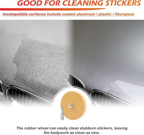 Car Rubber Eraser Wheel for Drill,Practical Car Decal Remover Wheel with Sticker Remover Tool Scraper & Adapter with Stop Use Line Design,Soft Rubber Wheels Decal Removers in Saudi Arabia