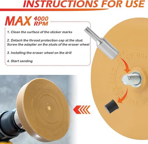 Car Rubber Eraser Wheel for Drill,Practical Car Decal Remover Wheel with Sticker Remover Tool Scraper & Adapter with Stop Use Line Design,Soft Rubber Wheels Decal Removers in Saudi Arabia
