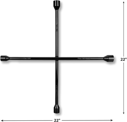 أداة الأداء W12 22-in 4-I-Way Lug Wick: يناسب 7/8 ، 15/16 ، 1 ، و 1-1/16 في المكسرات ، مصنوعة من الفولاذ المزور ، تصميم على شكل نجمة ، مسحوق مطلي ، SAE/Metric ، أسود in Saudi Arabia