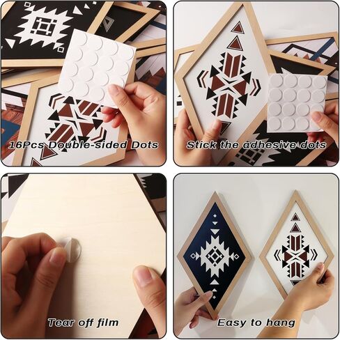 She Love Large Western Aztec Wall Decor 6Pcs, Thicker Wooden Double Layer Boho Geometric Tribal Wall Art Southwestern Rustic Country Farmhouse Home Decor for Living Room Bedroom Kitchen Bathroom in Kuwait