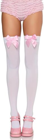 Alyweatry Women Satin Bow Stockings Thigh High Over Knee Cute Costume Stockings with Bows in Saudi Arabia