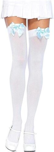 Alyweatry Women Satin Bow Stockings Thigh High Over Knee Cute Costume Stockings with Bows in Saudi Arabia