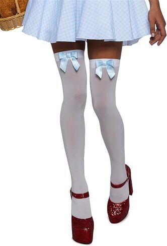 Alyweatry Women Satin Bow Stockings Thigh High Over Knee Cute Costume Stockings with Bows in Saudi Arabia