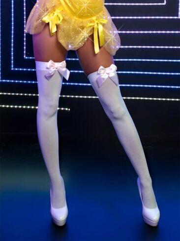 Alyweatry Women Satin Bow Stockings Thigh High Over Knee Cute Costume Stockings with Bows in Saudi Arabia