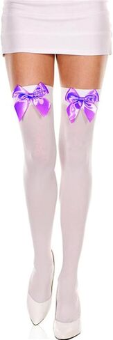 Alyweatry Women Satin Bow Stockings Thigh High Over Knee Cute Costume Stockings with Bows in Saudi Arabia
