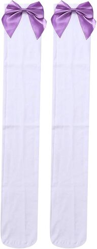 Alyweatry Women Satin Bow Stockings Thigh High Over Knee Cute Costume Stockings with Bows in Saudi Arabia